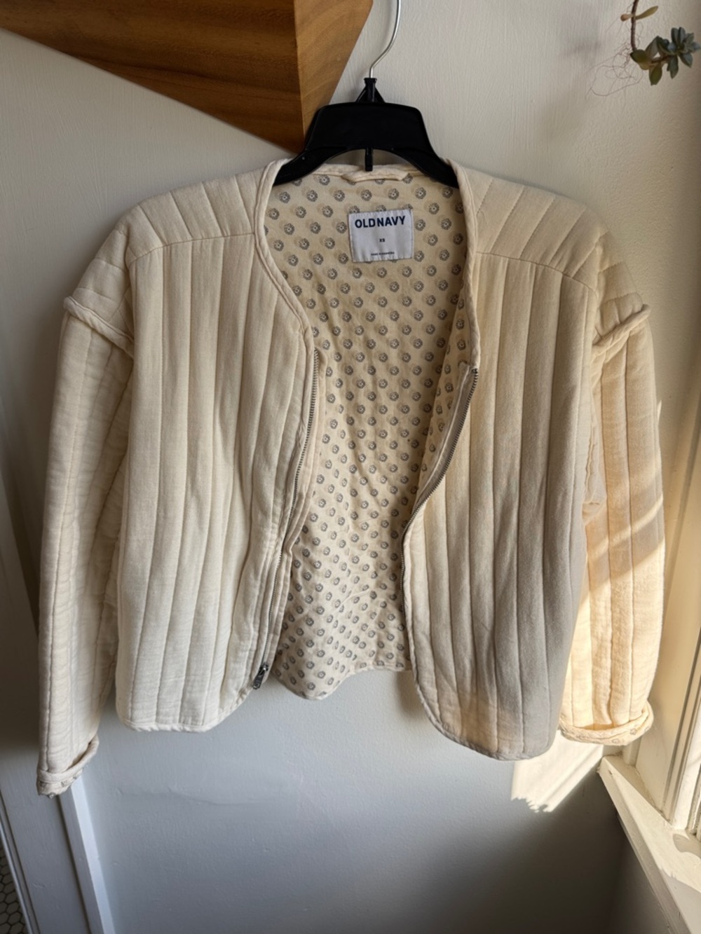 Old Navy Cream Quilted Bomber Jacket